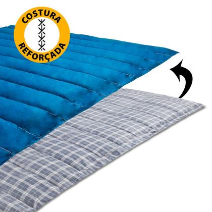 Imagem de Kit 2 Colchonetes Solteiro 190x60cm Camping Com Bolsa Para Transporte Xadrez Azul - Emcompre