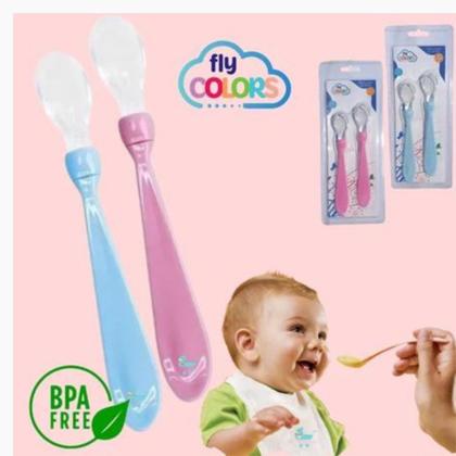 Imagem de Kit 2 Colheres de Silicone Para bebê Fly Colors