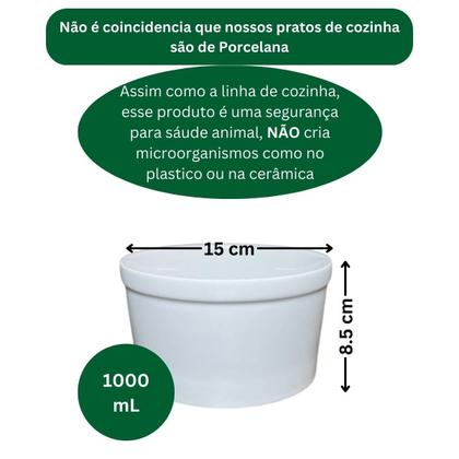 Imagem de Kit 2 Comedouros de porcelana para aves passaros 1000mL Duravel de fácil limpeza com estabilidade térmica e não procria bactérias e fungos como os de plastico, dificil de tombar