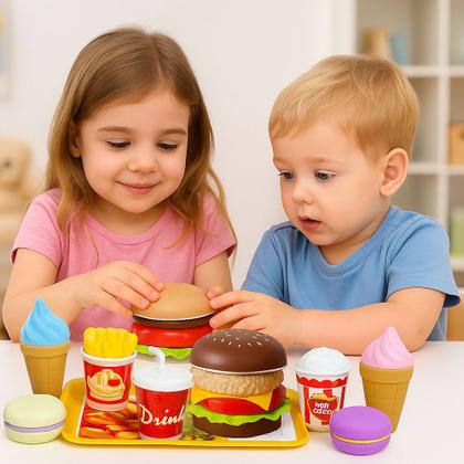 Imagem de Kit 2 Comidinhas na Bandeja Hambúrguer Coca Batata e Sorvete
