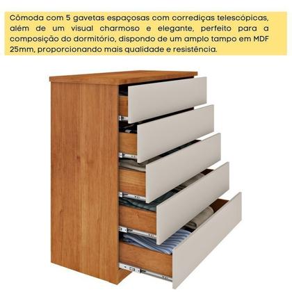 Imagem de Kit 2 Cômodas 5 Gavetas Espresso Móveis Bege/Cinamomo/Off White
