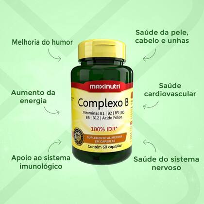 Imagem de Kit 2 Complexo B 100% IDR com 60 Cápsulas Maxinutri