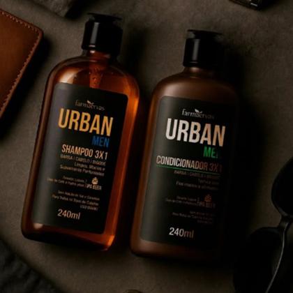 Imagem de Kit 2 Condicionador 3 em 1 para Barba Cabelo e Bigode Masculino 240ml Urban Men Farmaervas