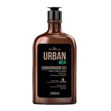 Imagem de Kit 2 Condicionador 3 em 1 para Barba Cabelo e Bigode Masculino 240ml Urban Men Farmaervas