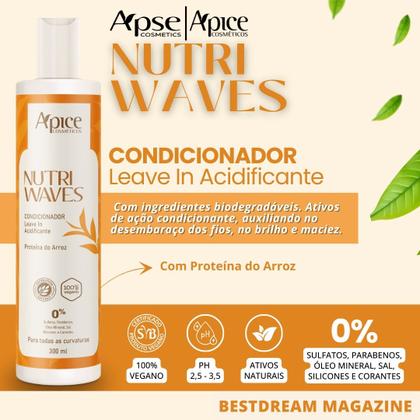 Imagem de Kit 2 Condicionador Acidificante Apice Nutri Waves Leave In Tratamento Capilar Vegano 300ml