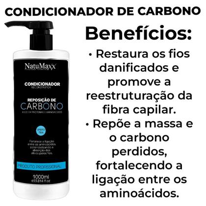 Imagem de Kit 2 Condicionador Reconstrutor Capilar Reposição Carbono NatuMaxx 1 L