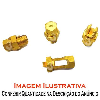 Imagem de Kit 2 Conector Parafuso Fendido Split Bolt 25mm Latão Emenda Cabos
