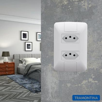 Imagem de Kit 2 Conjunto 2 Tomadas 2P+T 4x2 10A 250V Tramontina Aria