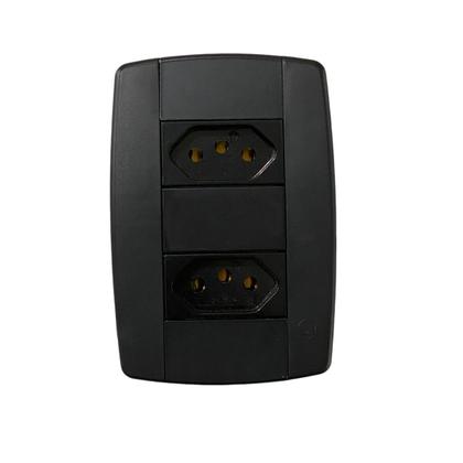 Imagem de Kit 2 Conjunto 2 Tomadas Preta Monobloco 2P+T 20A 250V 4x2