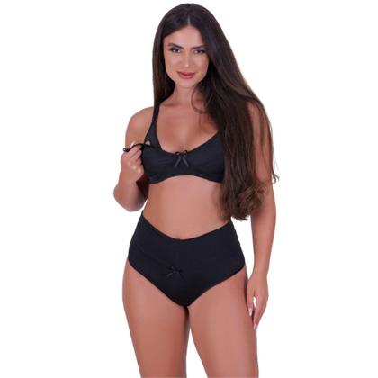 Imagem de Kit 2 Conjunto de Pós Parto Sutiã de Amamentação e Calcinha Cós Alto - c15 KIT 2 JOLIE PRETO E ROSA
