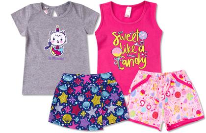 Imagem de Kit 2 Conjunto Infantil Feminino Roupa de Verão Menina