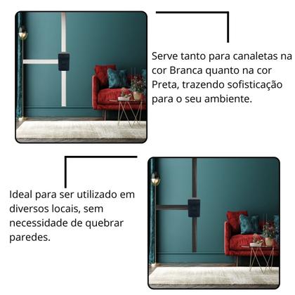 Imagem de kit 2 Conjunto Interruptor Simples Sobrepor Sistema X Preto