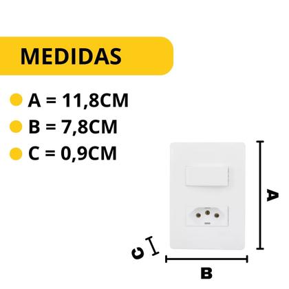 Imagem de Kit 2 Conjunto Interruptor Simples + Tomada 10a Habitat 2313
