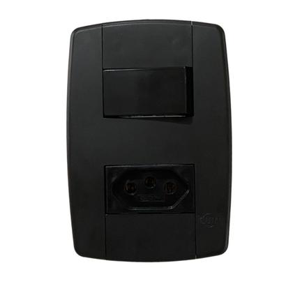 Imagem de Kit 2 Conjunto Interruptor Simples + Tomada 20A 250V Preta