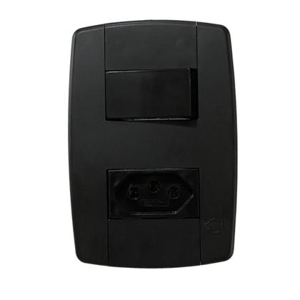 Imagem de Kit 2 Conjunto Interruptor Simples + Tomada 20A 250V Preta