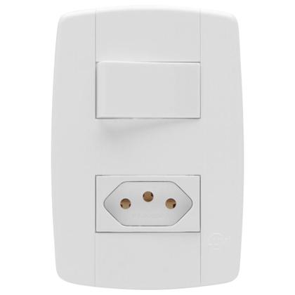 Imagem de Kit 2 Conjunto Interruptor Simples + Tomada 20A 4X2 Branca