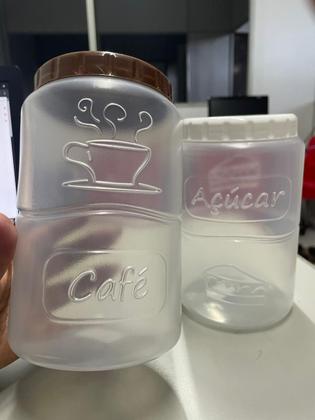 Imagem de Kit 2 Conjunto Pote Mantimento Café Açúcar Organização Resistente