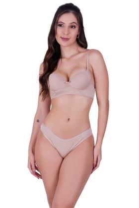 Imagem de Kit 2 Conjunto Sutiã com Bojo Calcinha Liso - c3 KIT 2 CONJUNTO BÁSICO ROSA E BORDO