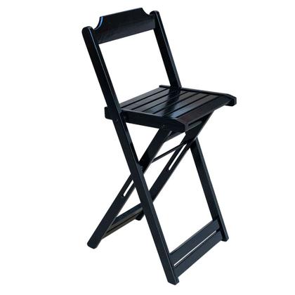 Imagem de Kit 2 Conjuntos de Mesa Bistrô Dobravel em Madeira Maciça com 3 Banquetas Altas - Preto