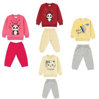 Imagem de Kit 2 Conjuntos de Moletom Bebê Infantil Frio Inverno Estampado Cores e Estampas Sortidas