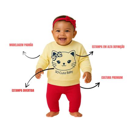 Imagem de Kit 2 Conjuntos de Moletom Bebê Infantil Frio Inverno Estampado Cores e Estampas Sortidas