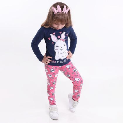 Imagem de Kit 2 Conjuntos De Primavera Infantil Blusas E Calças Legging Meninas