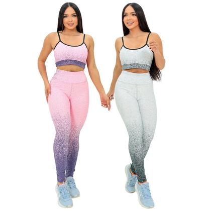 Imagem de Kit 2 Conjuntos Feminino De Academia Moda Fitness premium top com bojo