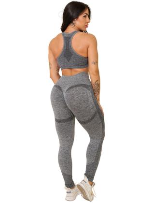 Imagem de Kit 2 Conjuntos Fitness Calça Legging  e Top Com Bojo Academia