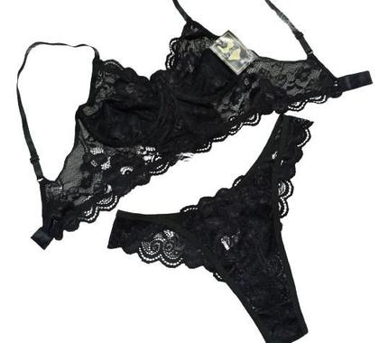 Imagem de Kit 2 conjuntos lingerie Mileide,renda,sensual,sem bojo,com aro