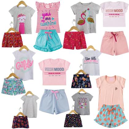 Imagem de Kit 2 Conjuntos Menina Roupa Infantil Verão Feminino Criança