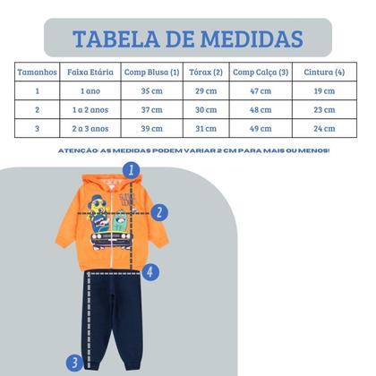 Imagem de Kit 2 Conjuntos Moletom Infantil Masculino Blusa e Calça Flanelado, c/ Capuz Ziper Punhos Roupa Menino Inverno Tamanhos 01 02 03