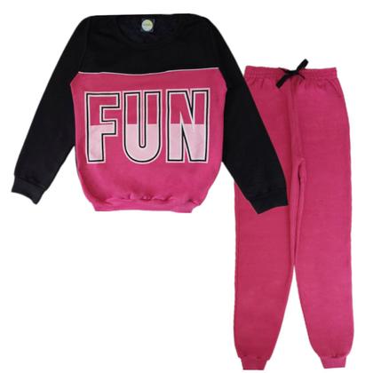Imagem de Kit 2 Conjuntos Moletom Juvenil Feminino Blusa Calça Flanelado punhos, Roupa inverno menina Agasalho infantil 10 - 16