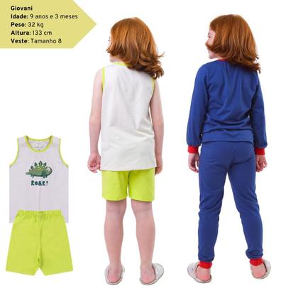 Imagem de Kit 2 Conjuntos Pijama Infantil para Meninos ou Meninas 1 Inverno Meia Estação e 1 Verão, Malha Macia Algodão