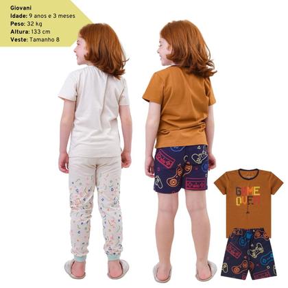 Imagem de Kit 2 Conjuntos Pijama Infantil para Meninos ou Meninas 1 Inverno Meia Estação e 1 Verão, Malha Macia Algodão