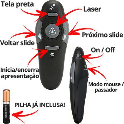 Imagem de Kit 2 Controle Passador Slide Sem Fio Powerpoint Caneta Laser Apresentador Multimídia Usb
