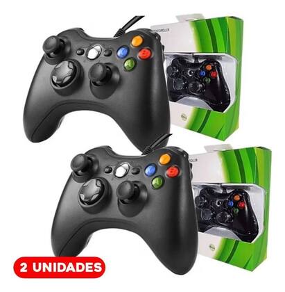Imagem de Kit 2 Controle Xbx 360 com Fio USB Compacto Ergonomico Compacto