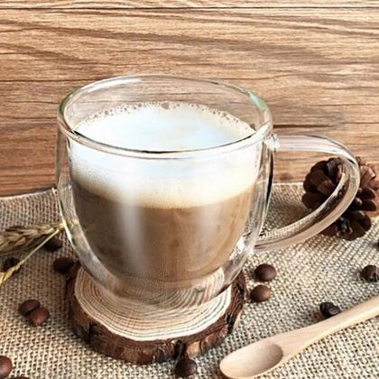 Imagem de Kit 2 Copo Duo De Vidro 150ml Camada Dupla Parede Suco Café Americano Shot Termico Jogo Xícara Drink