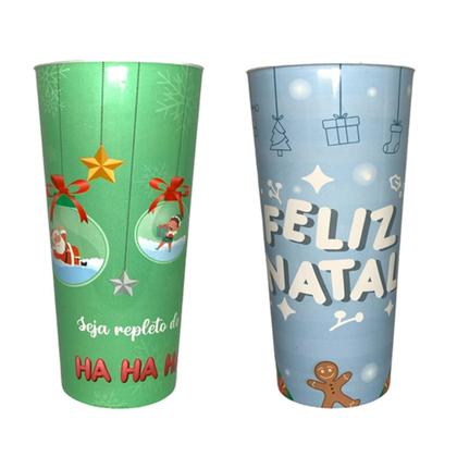 Imagem de Kit 2 Copo Plástico Long Drink Natal 350ml Estampa Sortida