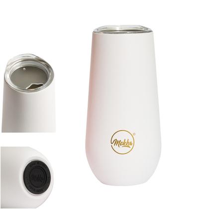 Imagem de Kit 2 Copo Térmico Taça Espumante Champagne Inox 150ml Branco - Mokha