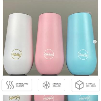 Imagem de Kit 2 Copo Térmico Taça Espumante Champagne Inox 150ml Rosa Pink - Mokha