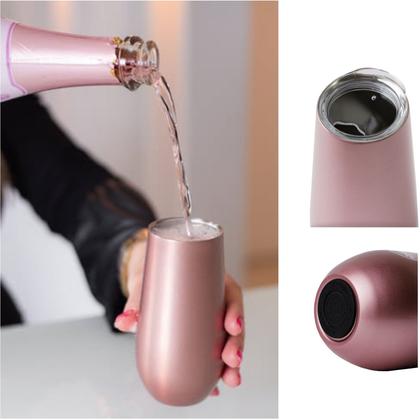 Imagem de Kit 2 Copo Térmico Taça Espumante Champagne Inox 150ml Rose Gold - Mokha