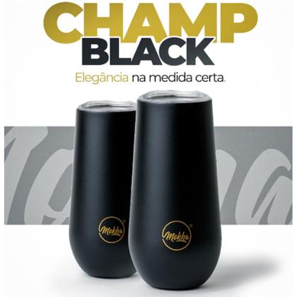 Imagem de Kit 2 Copo Térmico Taça Espumante Champagne Inox a Vácuo 150ml Preto - Mokha