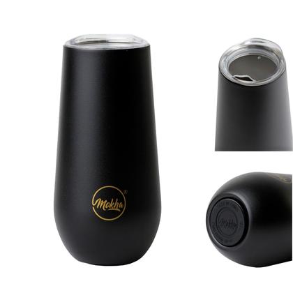 Imagem de Kit 2 Copo Térmico Taça Espumante Champagne Inox a Vácuo 150ml Preto - Mokha