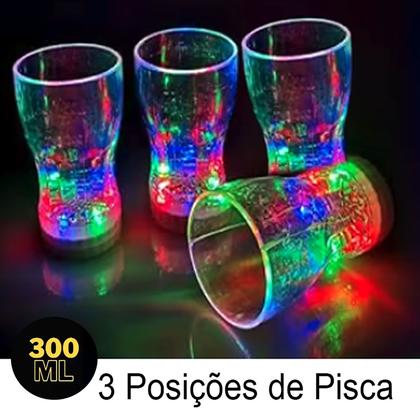 Imagem de Kit 2 Copos Acrílico Luz Led 3 Posições de Pisca 300 ml - Show Festa Balada Casamento Carnaval Bar Decoração