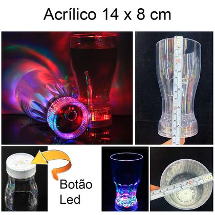 Imagem de Kit 2 Copos Acrílico Luz Led 3 Posições de Pisca 300 ml - Show Festa Balada Casamento Carnaval Bar Decoração