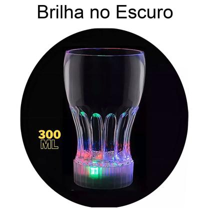 Imagem de Kit 2 Copos Acrílico Luz Led 3 Posições de Pisca 300 ml - Show Festa Balada Casamento Carnaval Bar Decoração