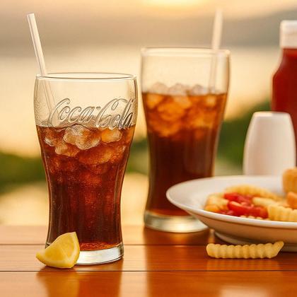 Imagem de Kit 2 Copos CocaCola 470ml de Vidro Original  Presente Retrô, Útil e Estiloso