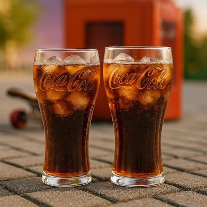 Imagem de Kit 2 Copos CocaCola 470ml de Vidro Original  Presente Retrô, Útil e Estiloso