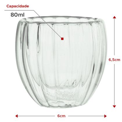 Imagem de Kit 2 Copos de Café De Vidro Classic Parede Dupla 80ml Lyor