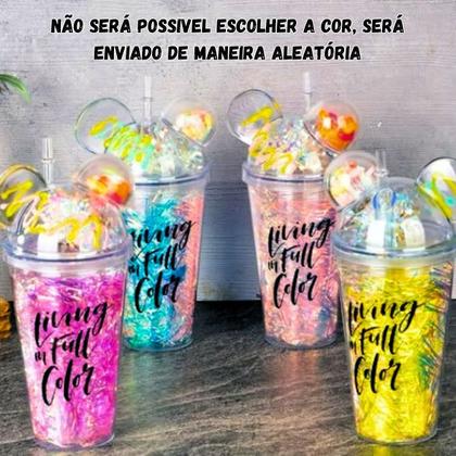 Imagem de kit 2 copos de festa ascende pisca colorido com tampa luz de led com canudo lembrancinha carnaval